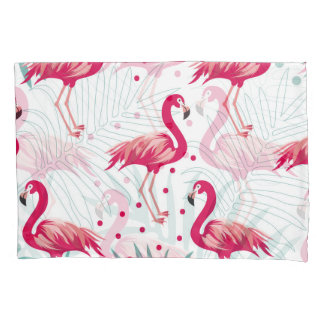 Tropische flamingo en bladeren, zomerpatroon. kussensloop