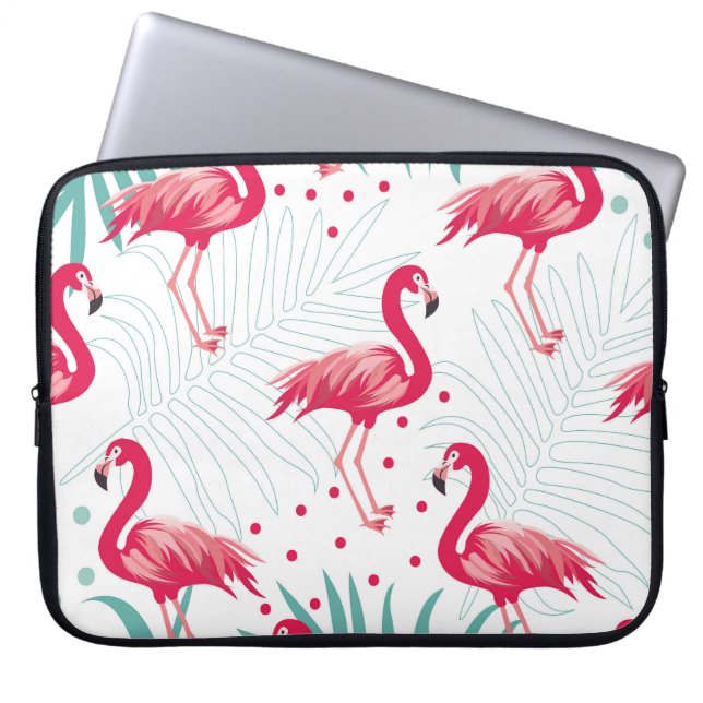 Tropische flamingo en bladeren, zomerpatroon. laptop sleeve (Voorkant)