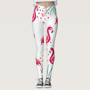 Tropische flamingo en bladeren, zomerpatroon. leggings