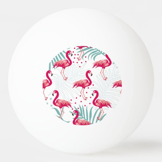 Tropische flamingo en bladeren, zomerpatroon. pingpongbal (Voorkant)