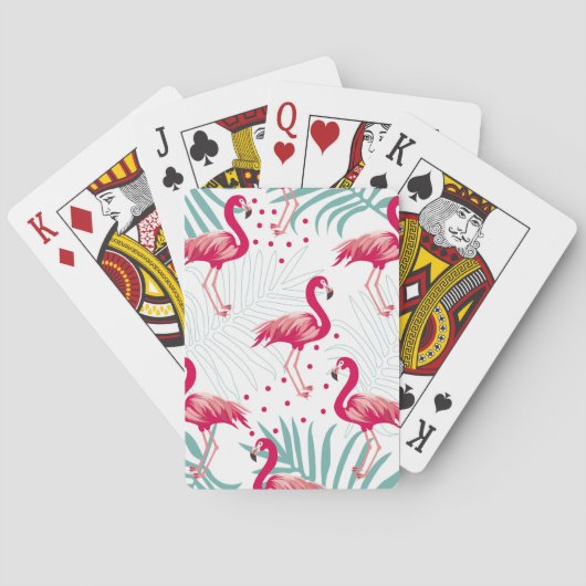 Tropische flamingo en bladeren, zomerpatroon. pokerkaarten (Achterkant)