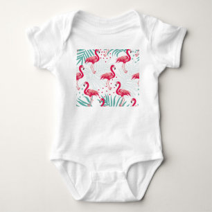 Tropische flamingo en bladeren, zomerpatroon. romper
