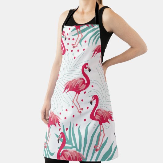 Tropische flamingo en bladeren, zomerpatroon. schort (Insitu)