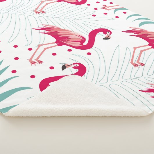 Tropische flamingo en bladeren, zomerpatroon. sherpa deken (3/4)