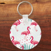 Tropische flamingo en bladeren, zomerpatroon. sleutelhanger (Achterkant)