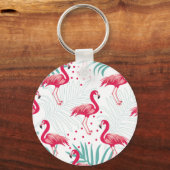 Tropische flamingo en bladeren, zomerpatroon. sleutelhanger (Voorkant)