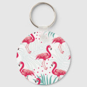 Tropische flamingo en bladeren, zomerpatroon. sleutelhanger (Achterkant)