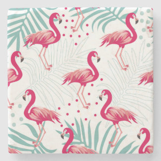 Tropische flamingo en bladeren, zomerpatroon. stenen onderzetter