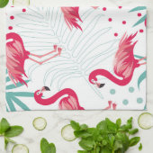 Tropische flamingo en bladeren, zomerpatroon. theedoek (Gevouwen)