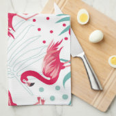 Tropische flamingo en bladeren, zomerpatroon. theedoek (Quarter Fold)