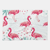 Tropische flamingo en bladeren, zomerpatroon. theedoek (Horizontaal)