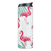 Tropische flamingo en bladeren, zomerpatroon. thermosbeker (Gedraaid links)