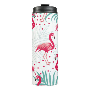 Tropische flamingo en bladeren, zomerpatroon. thermosbeker