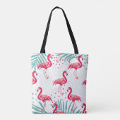 Tropische flamingo en bladeren, zomerpatroon. tote bag (Achterkant)