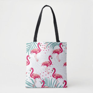 Tropische flamingo en bladeren, zomerpatroon. tote bag