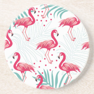 Tropische flamingo en bladeren, zomerpatroon. zandsteen onderzetter