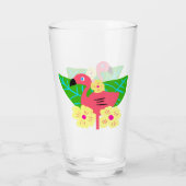 Tropische Flamingo en Bloemen Glas (Achterkant)