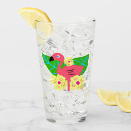 Tropische Flamingo en Bloemen Glas