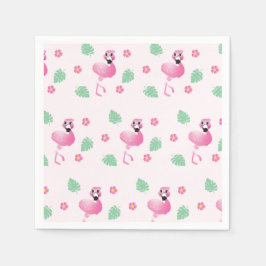 Tropische flamingo en bloemen Patroonlicht Roze Servet