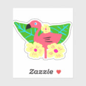 Tropische Flamingo en Bloemen Sticker (Vel)