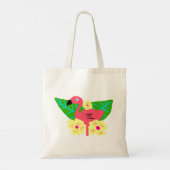 Tropische Flamingo en Bloemen Tote Bag (Achterkant)