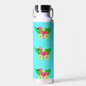Tropische Flamingo en Bloemen Waterfles (Voorkant)