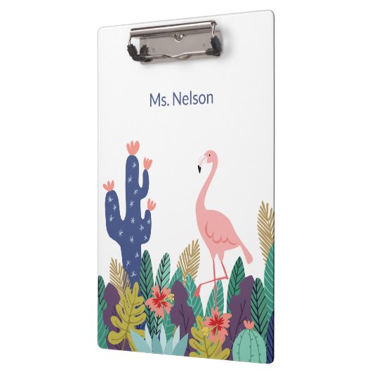 Tropische Flamingo en Cactus Clipboard Klembord (Links)