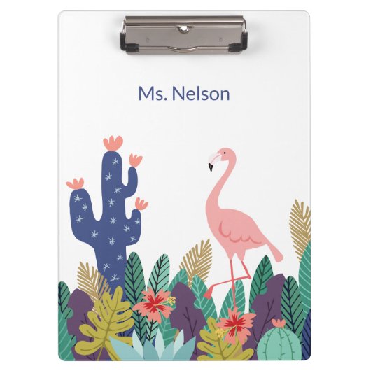 Tropische Flamingo en Cactus Clipboard Klembord (Voorkant)