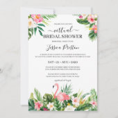 Tropische Flamingo en Floral Virtual Vrijgezellenf Kaart (Voorkant)