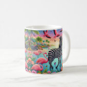 Tropische Flamingo en Zebra Koffiemok (Voorkant rechts)