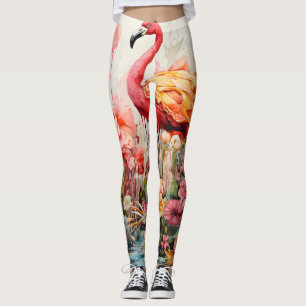 Tropische Flamingo Fantasie Paradijs Bloom Leggings