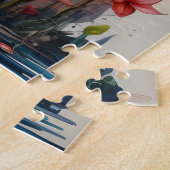 Tropische Flamingo Fantasie Paradijs Bloom Legpuzzel (Zijkant)