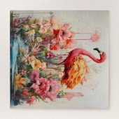 Tropische Flamingo Fantasie Paradijs Bloom Legpuzzel (Horizontaal)