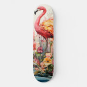 Tropische Flamingo Fantasie Paradijs Bloom Persoonlijk Skateboard (Voorkant)