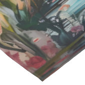 Tropische Flamingo Fantasie Paradijs Bloom Tafelkleed (Gekanteld)