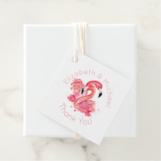 Tropische Flamingo Favor Verpakkingslabels Roze Wi Bedankjes Labels (In situ)