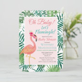 Tropische Flamingo Flamingle Baby shower Uitnodigi Kaart (Staand voorkant)