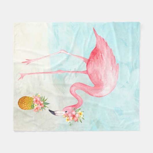 Tropische Flamingo Fleece Blanket (Voorkant (Horizontaal))