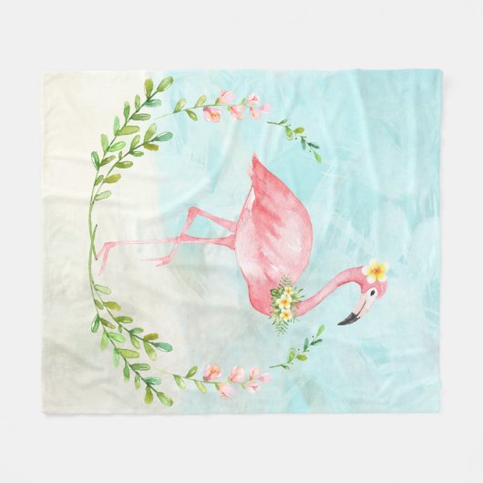 Tropische Flamingo Fleece Blanket (Voorkant (Horizontaal))