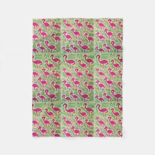 Tropische Flamingo Fleece Blanket Deken (Voorkant)