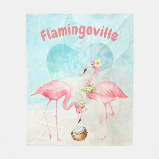 Tropische Flamingo Fleece Blanket Deken (Voorkant)