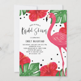 Tropische Flamingo Floral Bridal Shower Uitnodigin Kaart
