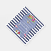 Tropische Flamingo Floral Luau Navy Stripes Huweli Servet (Hoek)
