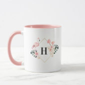 Tropische Flamingo Floral Monogram Coffee Mok (Links)