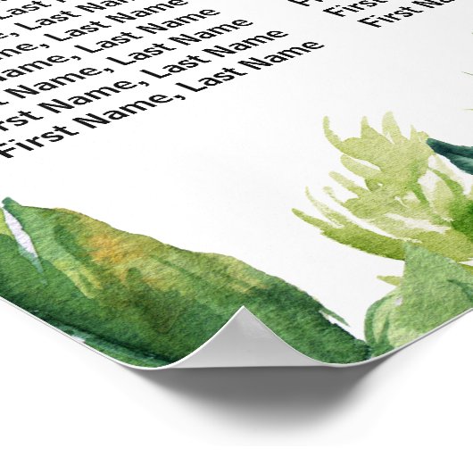 Tropische Flamingo Floral Wedding Seding Chart Poster (Hoek)