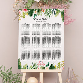 Tropische Flamingo Floral Wedding Seding Chart Poster