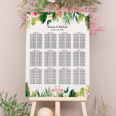 Tropische Flamingo Floral Wedding Seding Chart Poster