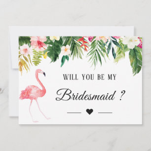 Tropische Flamingo Floral zal je mijn Bridesmaid z Kaart