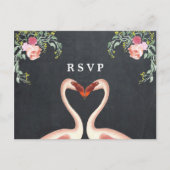 tropische flamingo florale bruiloft rsvp uitnodiging briefkaart (Voorkant)
