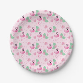 Tropische Flamingo Flowers laat patroonroze Papieren Bordje
